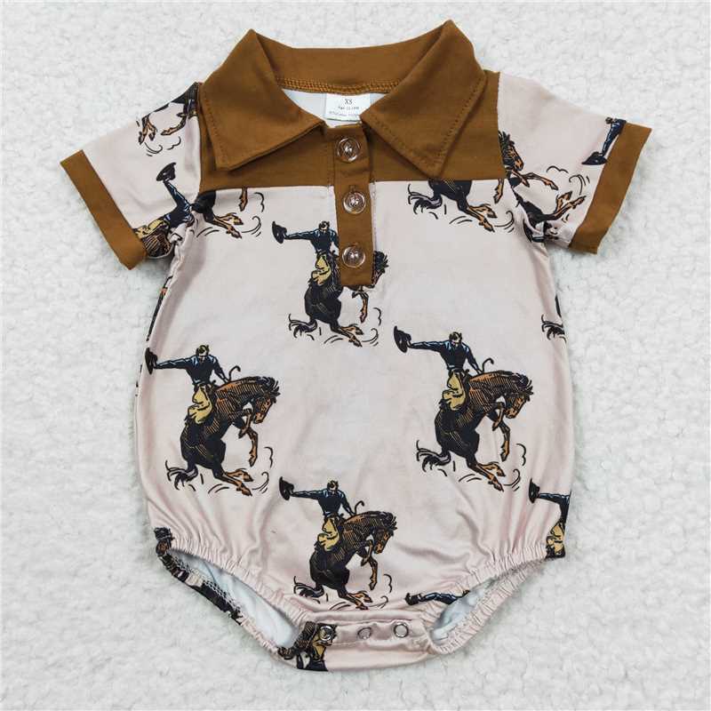 SR0222 Baby Boys Rodeo Horse Western Rompers