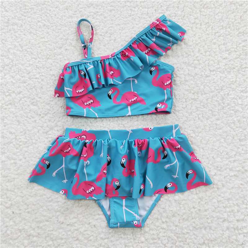 S0087 Baby Girls Flamingo Tow Pieces Swimsuits