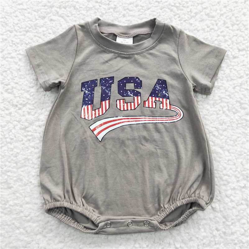 SR0287 Baby Kids USA Short Sleeve Rompers