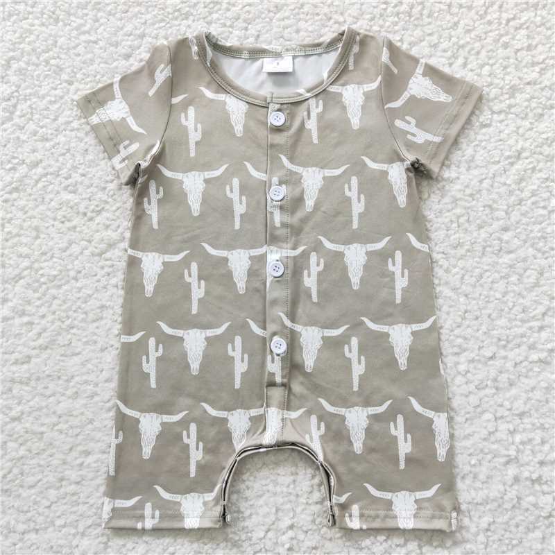 SR0258 Baby Boys Cow Skull Summer Rompers