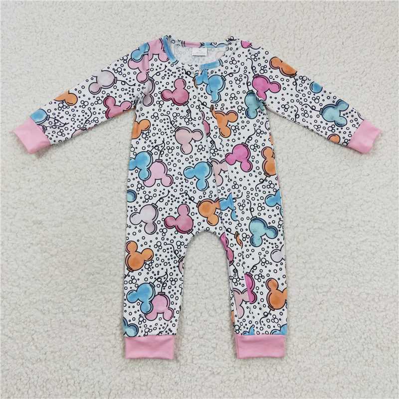 LR0300Mouse balloon long sleeves zipper baby girls romper