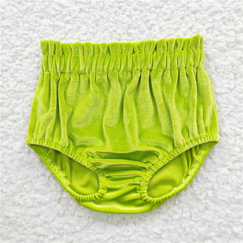 SS0101 Baby Girls Green Velvet Bummies Bottoms