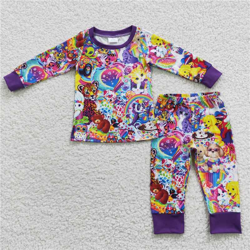 BLP0182Colorful tiger long sleeves baby kids pajamas