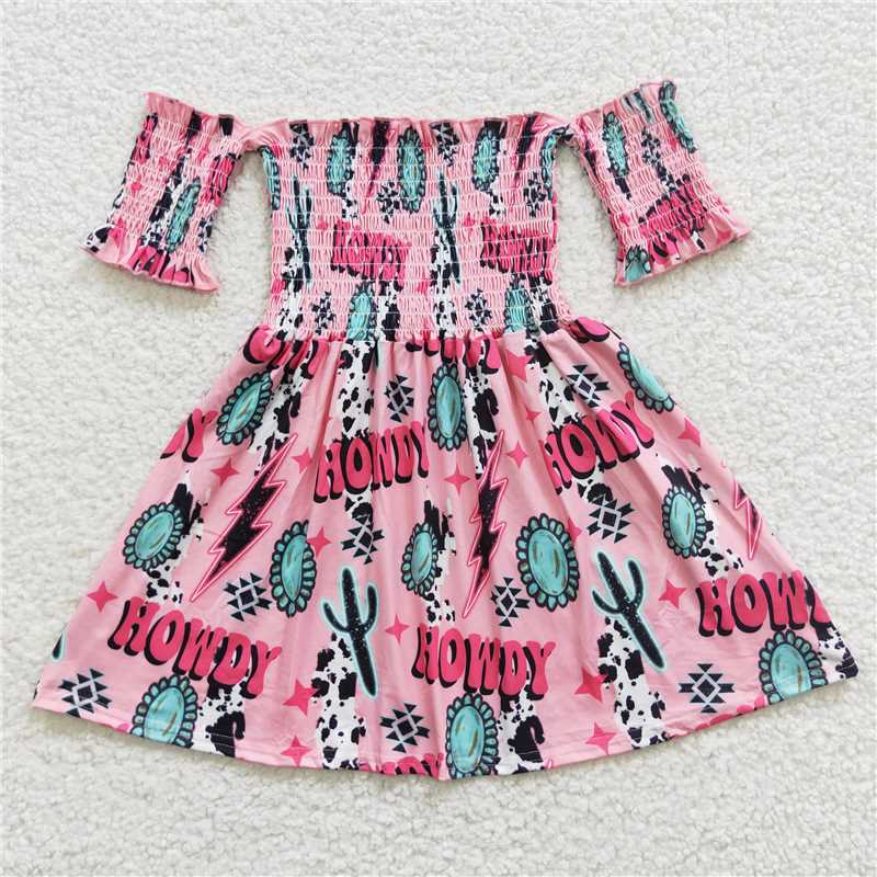 GSD0388 howdy cactus gem pink one-shoulder dress