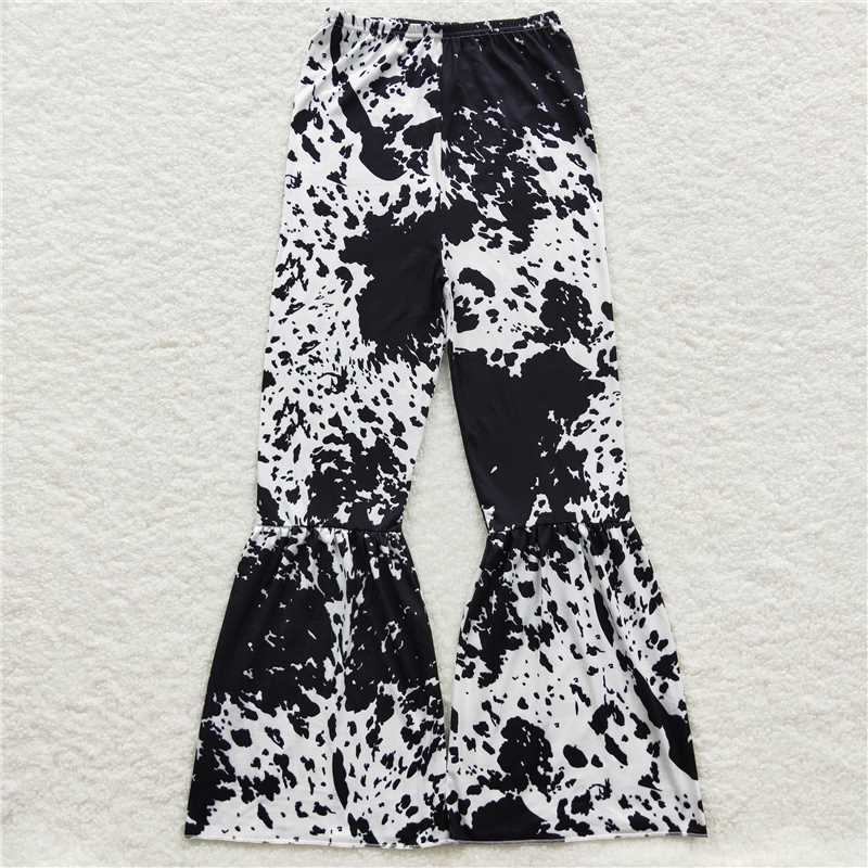 P0208 Adult Women Black Tie Dye Bell Pants