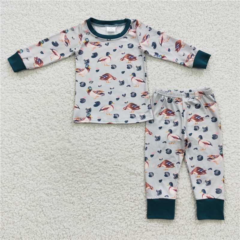 BLP0213Duck long sleeves baby boy hunting pajamas