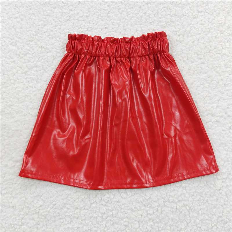 GLK0011 Baby Girls Red Leather Skirts