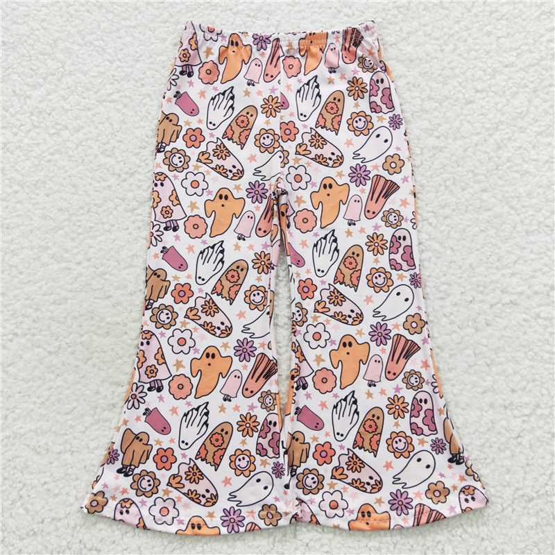 P0201 Baby Girls Halloween Ghost Bell Bottom Pants