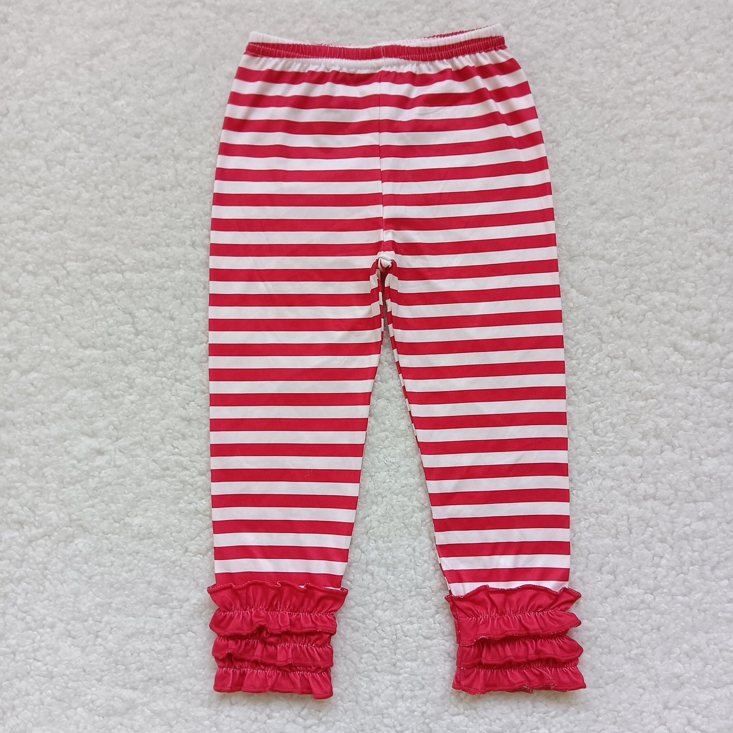 P0176 Sibling Girls Baby Christmas Kids Stripes Icing Ruffle Bottom Pants