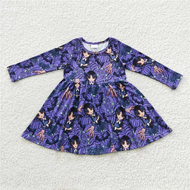 GLD0229 Baby Girls Black Movie Knee Length Dresses