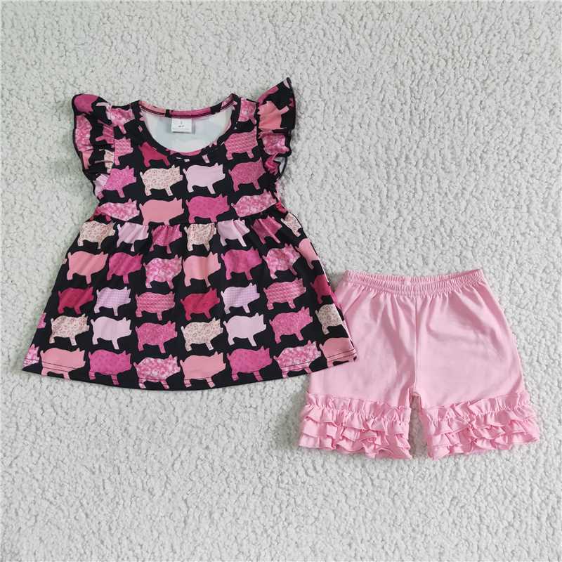 Baby Girls Farm pink pearl summer shorts sets