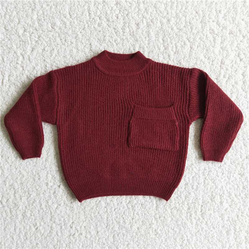 6 B13-38 Maroon color pocket sweater