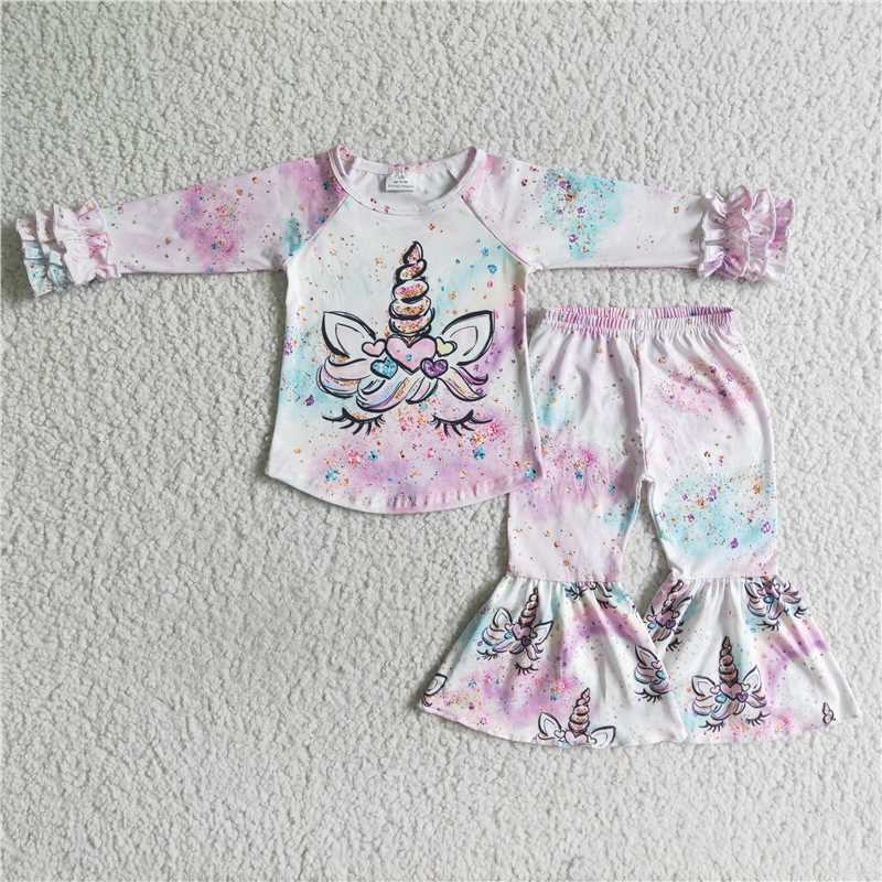 6 B3-16Unicorn shirt match pants little girls boutique clothing