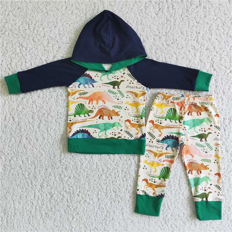 6 B9-17 Boys Dinosaur Hoodie Long Sleeve Suit