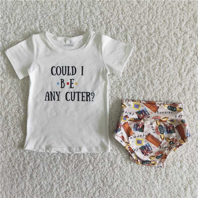 B4-10 Letter white T-shirt soft bummie set