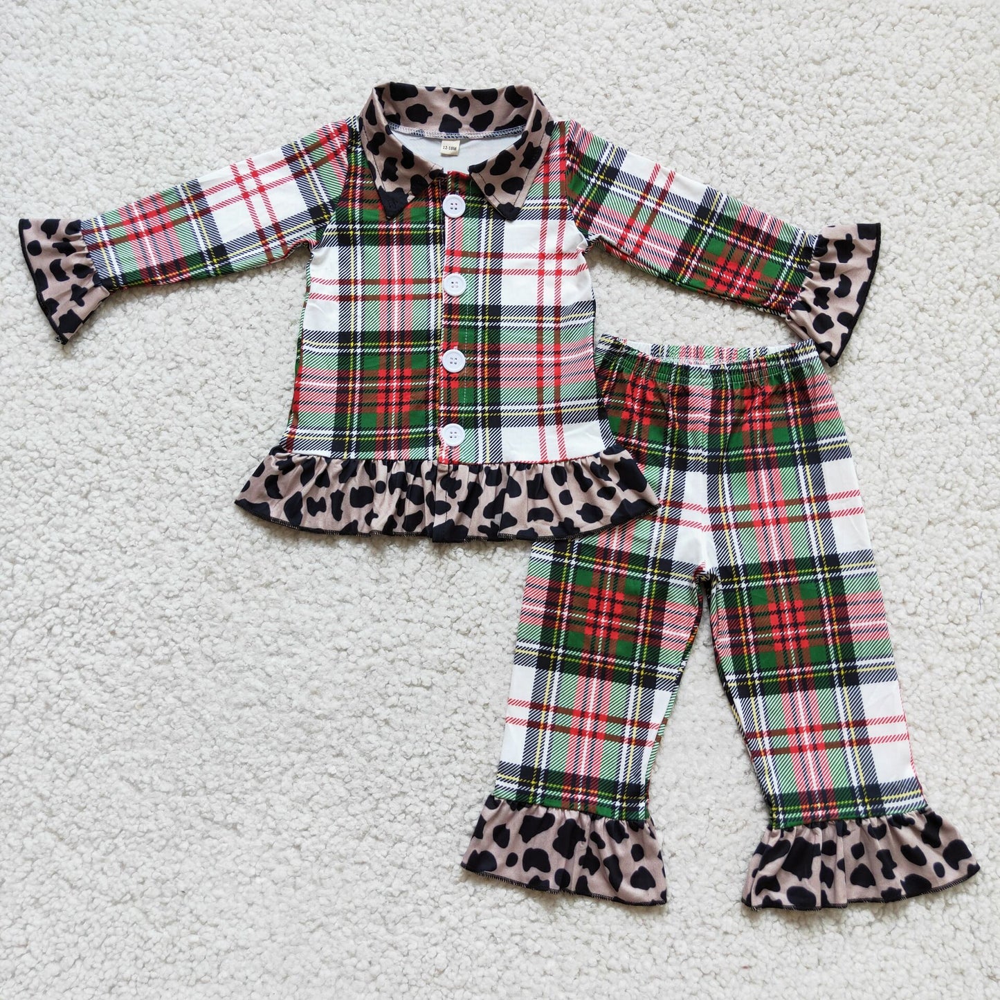 6 B2-4Plaid leopard pajamas Christmas sleepwear