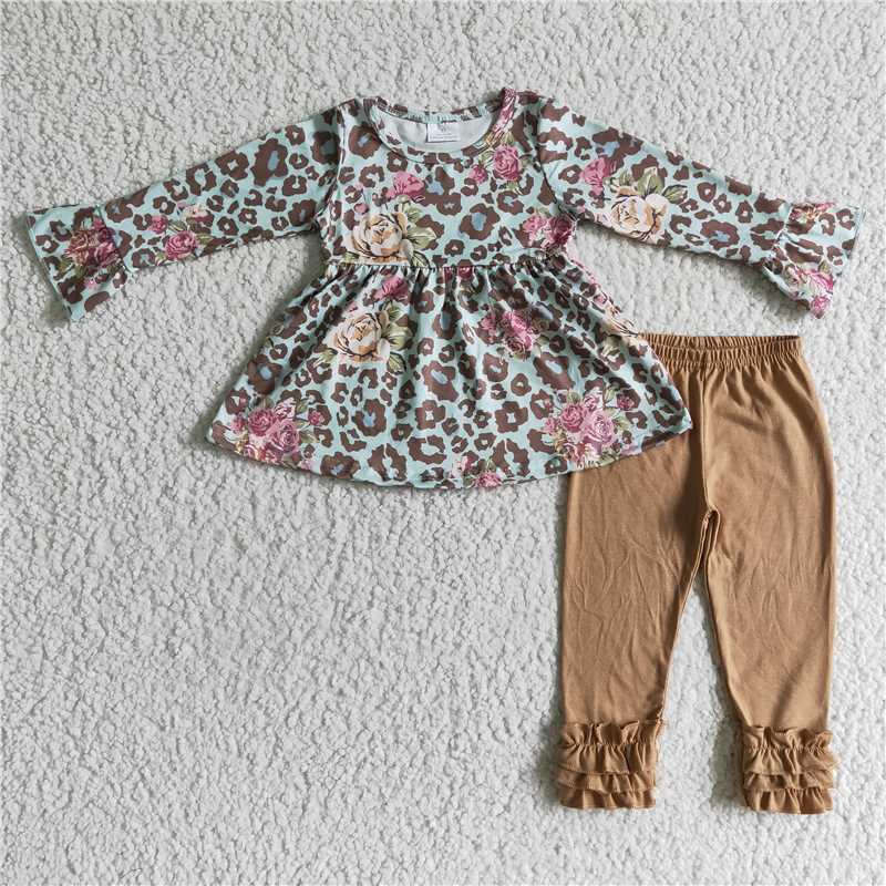 6 B2-23Leopard floral tunic leggings girls fall outfits