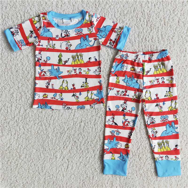 D11-2 Boys Elephant cartoon short-sleeved trousers pajamas