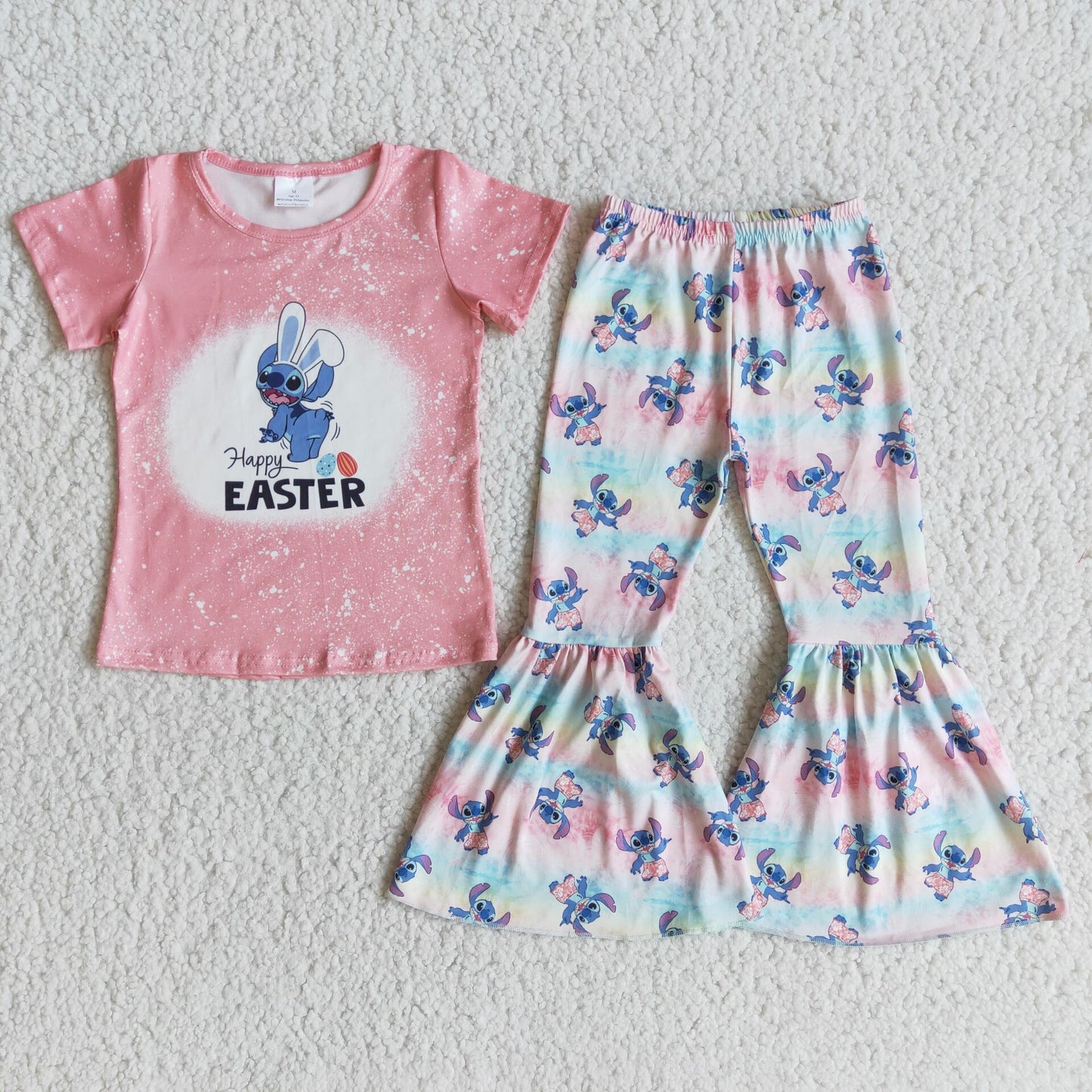 E9-19 Baby Girls easter cartoon top bell pants clothing sets