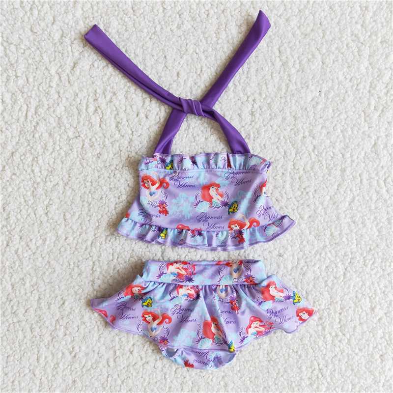 E9-28 Baby Girls mermaid purple 2pcs swimsuits