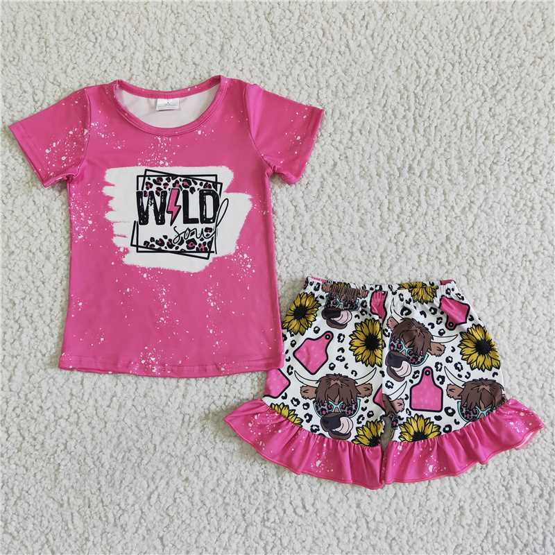 GSSO0067Wild soul cow leopard shorts girls summer clothing