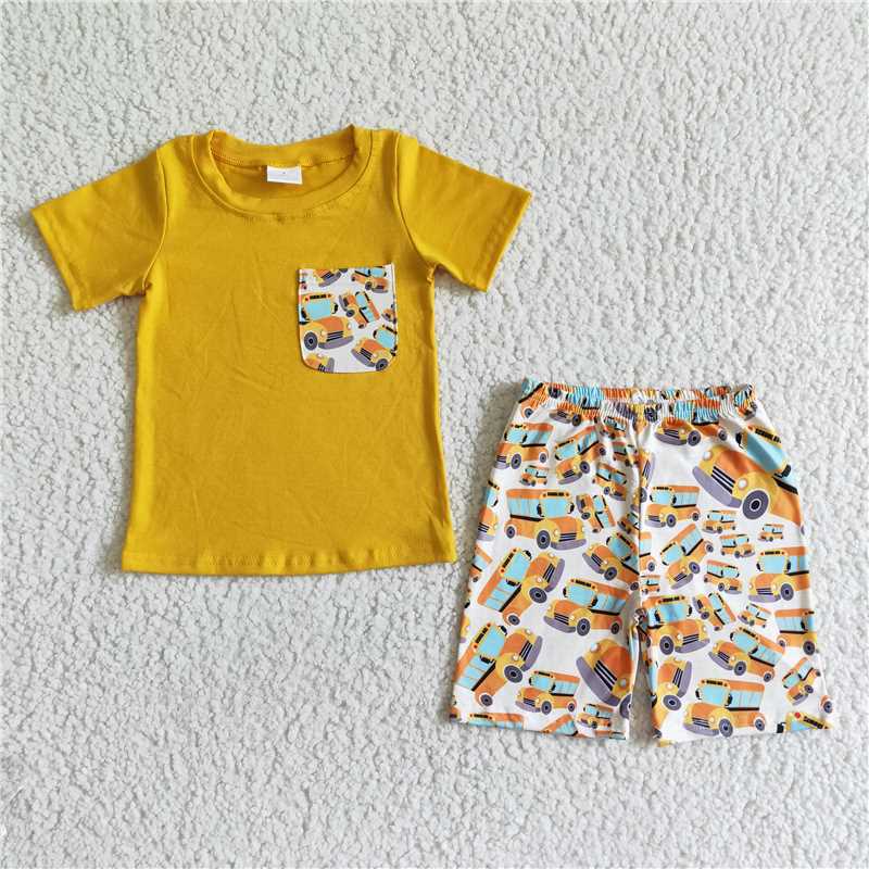 BSSO0041 Baby boy back to school pocket shorts sets