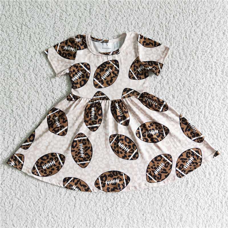GSD0092 Girls' leopard print rugby short-sleeved skirt