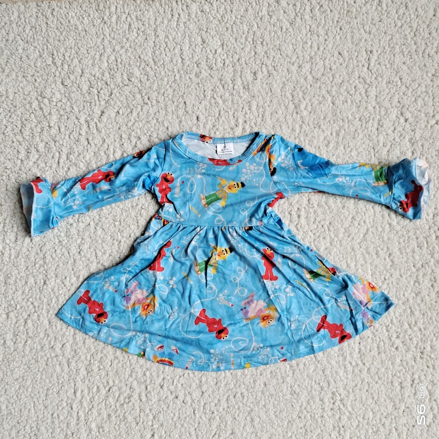 9.20 RTS NO MOQ(In stock)G3-12.'; Baby Girls Winter Dress Clown Doll Bubble Blue Long Sleeve Dress