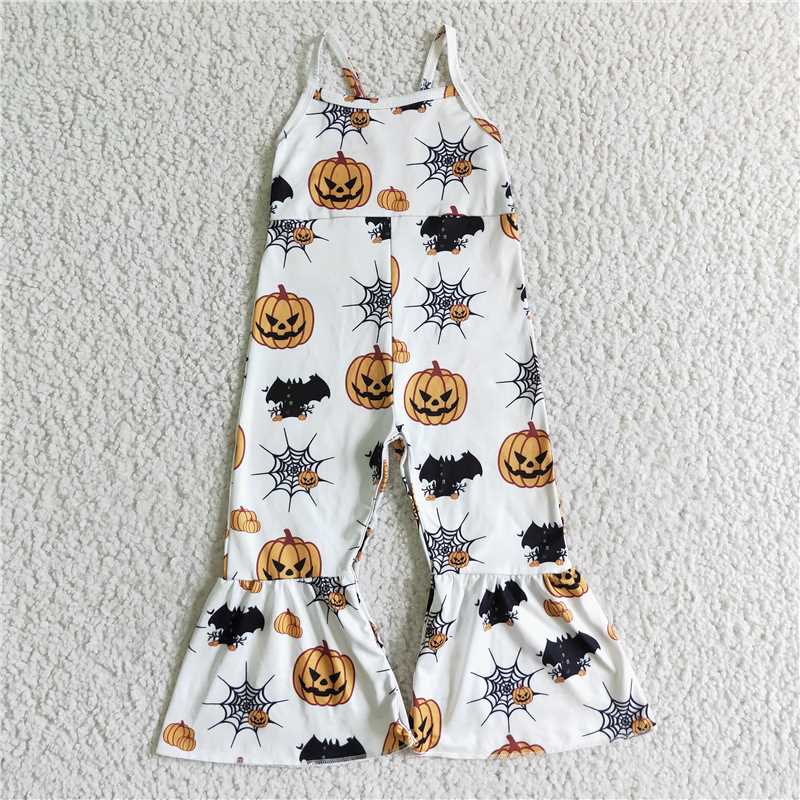SR0067 Baby girls Halloween pumpkin strap Jumpsuits rompers
