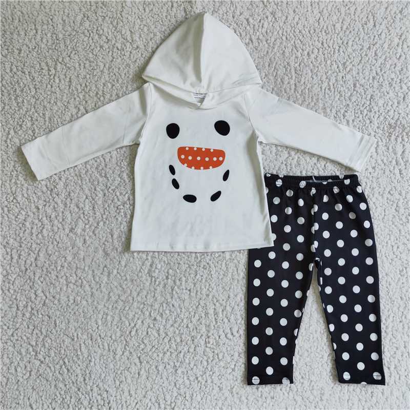 GLP0293 Baby Girls Christmas snowman let it snow hoodie sets