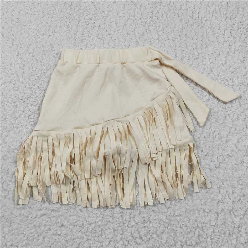 GLK0006 Beige tassels baby girls western skirt