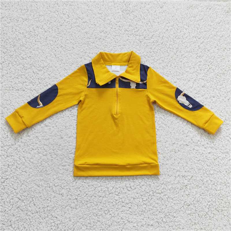 BT0124 Baby Boys Cow Pullover Long Sleeve shirts tops