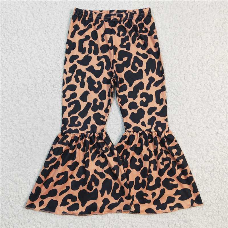 P0053 Baby Girls Western Leopard Bell Bottom Pants 9