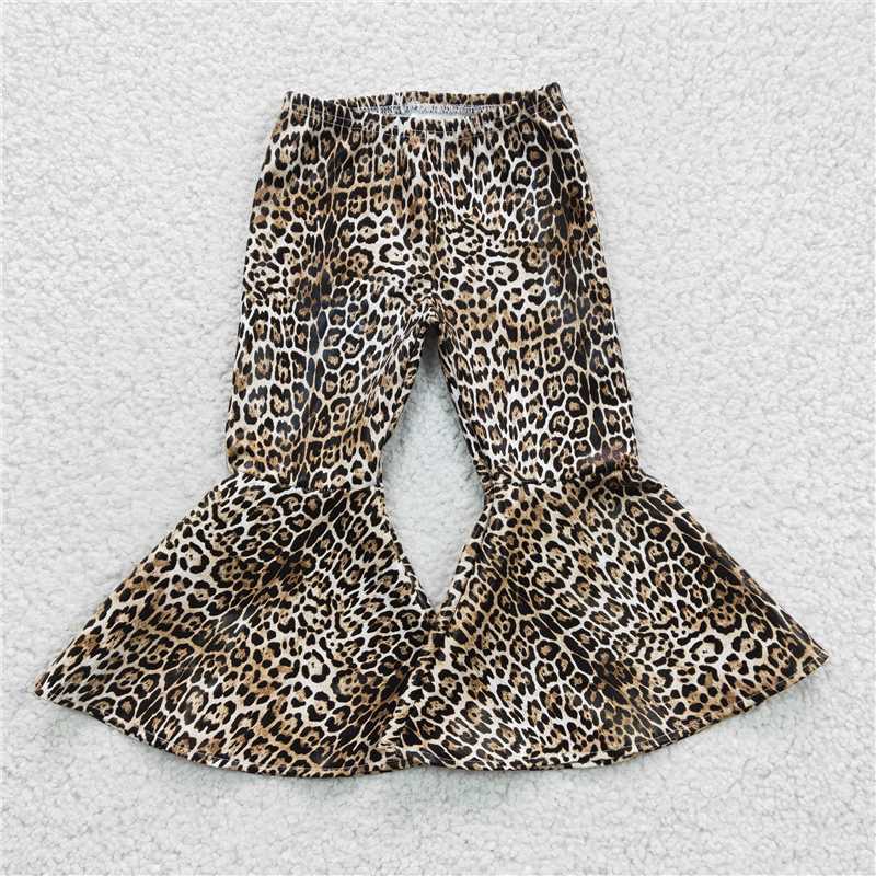 P0050 Sibling Baby Girls Leather Bell Bottom Flare Pants