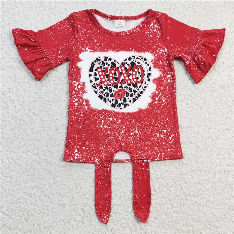GT0127 Baby Girls Valentines Red Leopard Hearts shirts tops