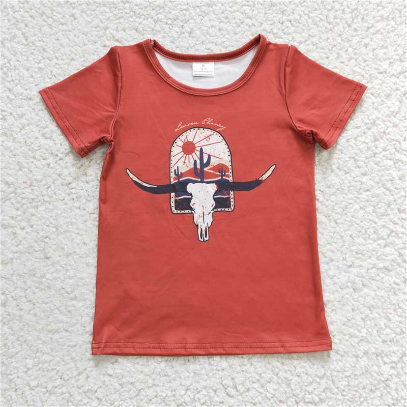 GT0106 Baby Girls Cow Skull Western shirts tops
