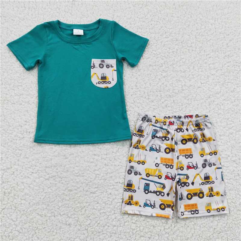 BSSO0118 Baby Boys Tractor Pockets Shorts Sets