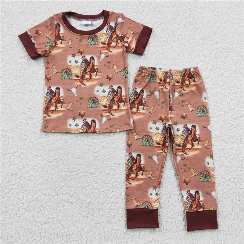 BSPO0061 Baby Boys Wester Horse Sets Pajamas Sets