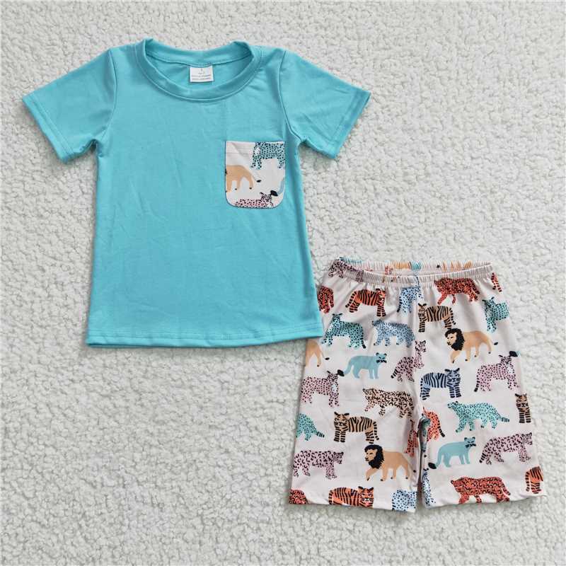 BSSO0119 Baby Boys Animal Pockets Shorts Sets