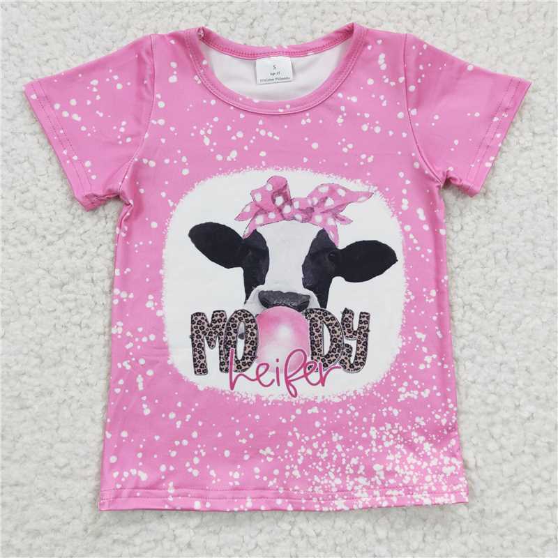 GT0128 Baby Girls Pink Moody Short Sleeve Tee Shirts Tops