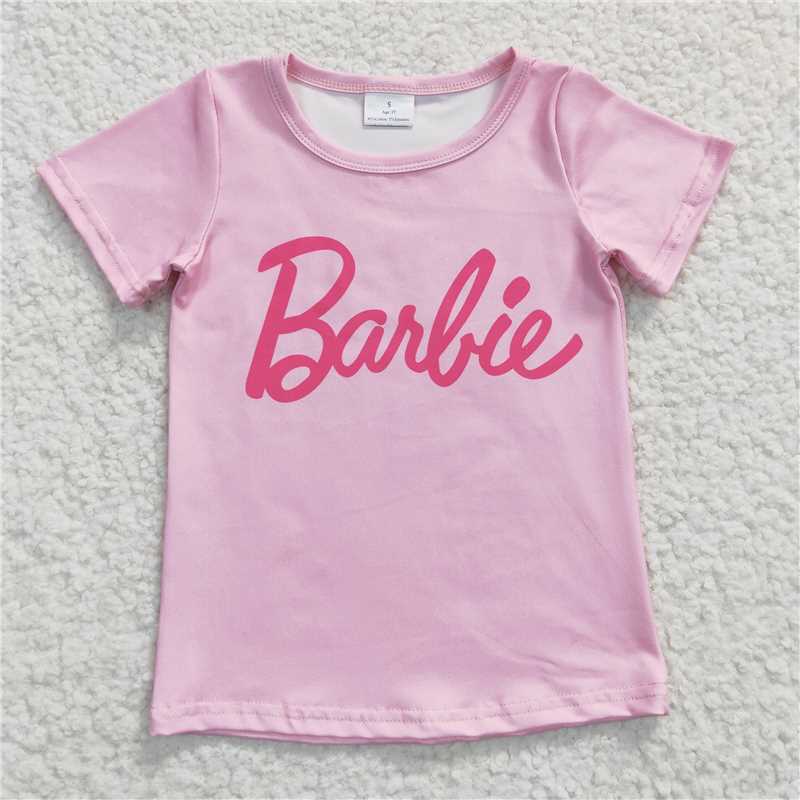GT0151 Baby Girls Pink Words Short Sleeve Shirts Tops