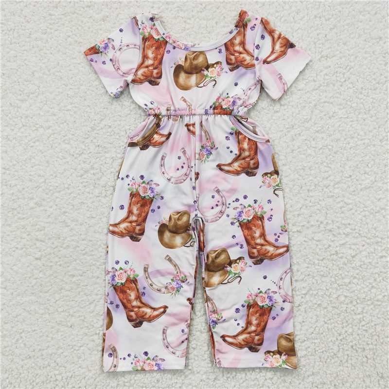 SR0225 Baby Girls Boots Hats Western Jumpsuits