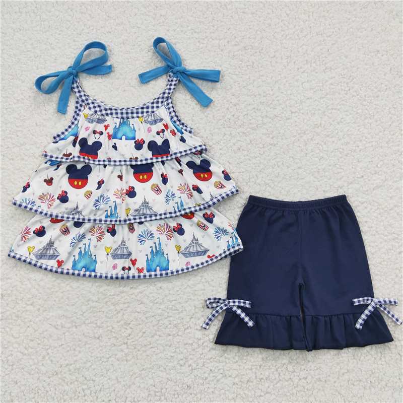 GSSO0218Sleeveless castle firework ruffle girls clothes