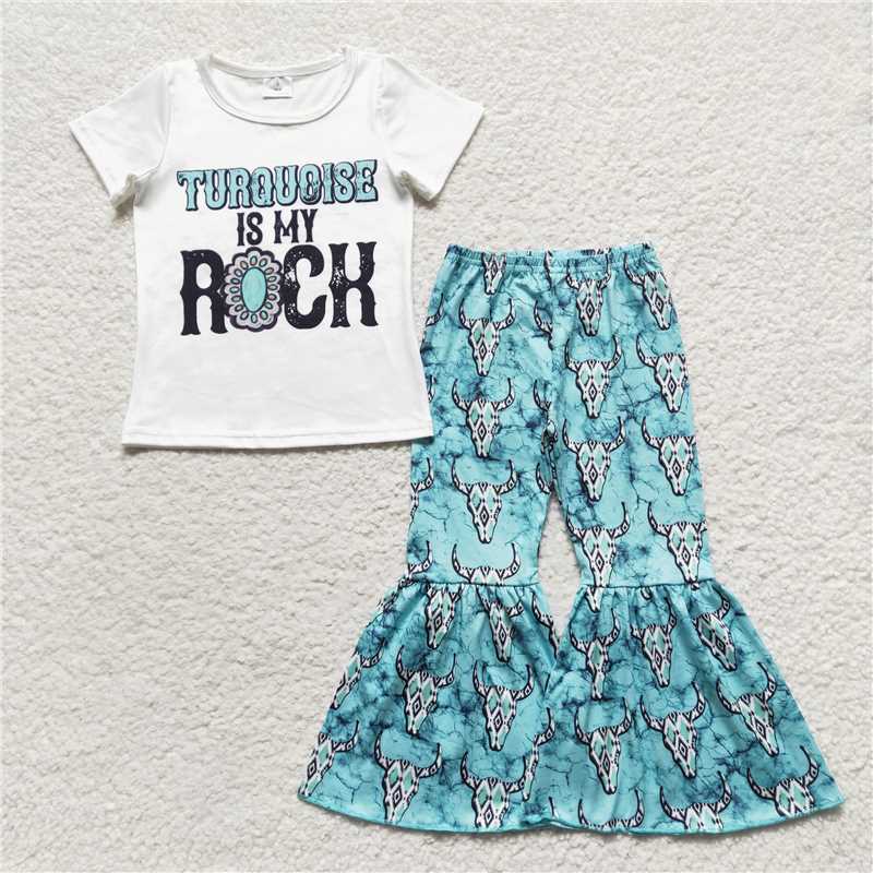 GSPO0545 Girls ROCK Gem Bullhead Short Sleeve Long Pants Set