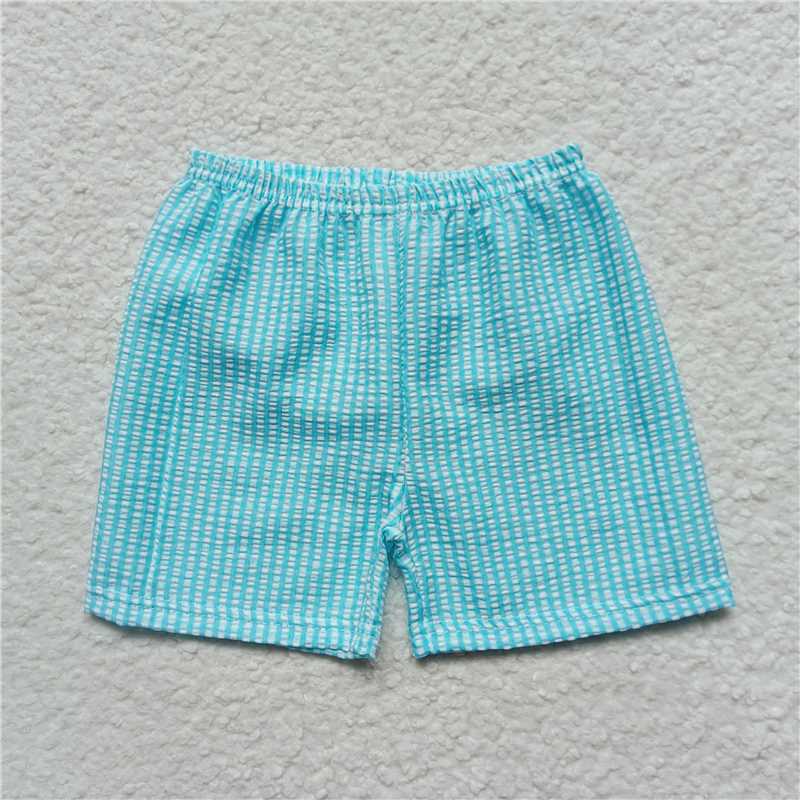 Seersucker SS0073 Boys sky blue plaid shorts