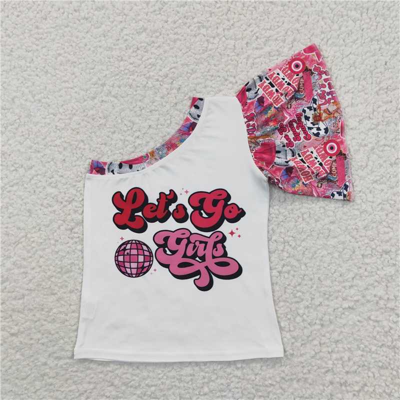 GT0167 Baby Girls Howdy Western One Shoulder Shirts Tops