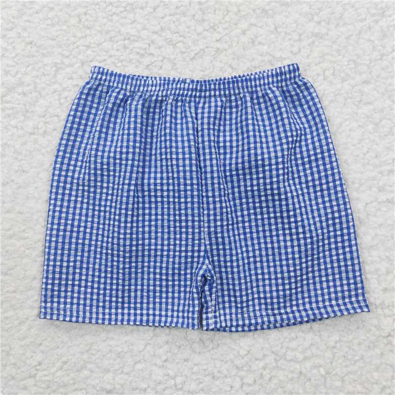 Seersucker SS0074 Boys blue plaid shorts