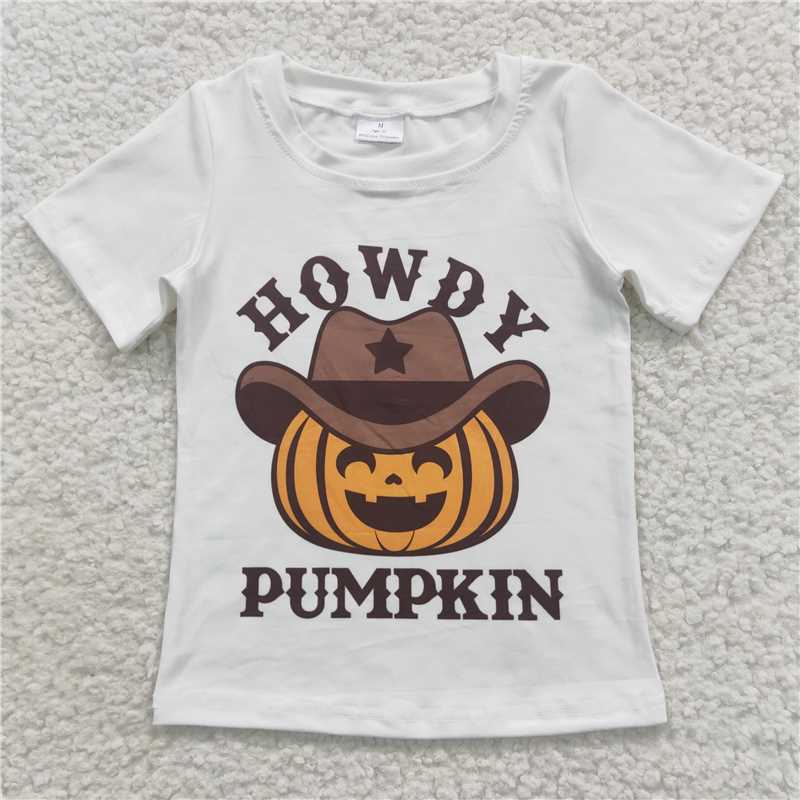BT0249 Baby Kids Howdy Pumpkin Tee Shirts Tops