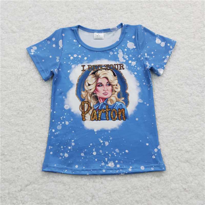 GT0213 Short sleeves bleached singer baby girls shirt
