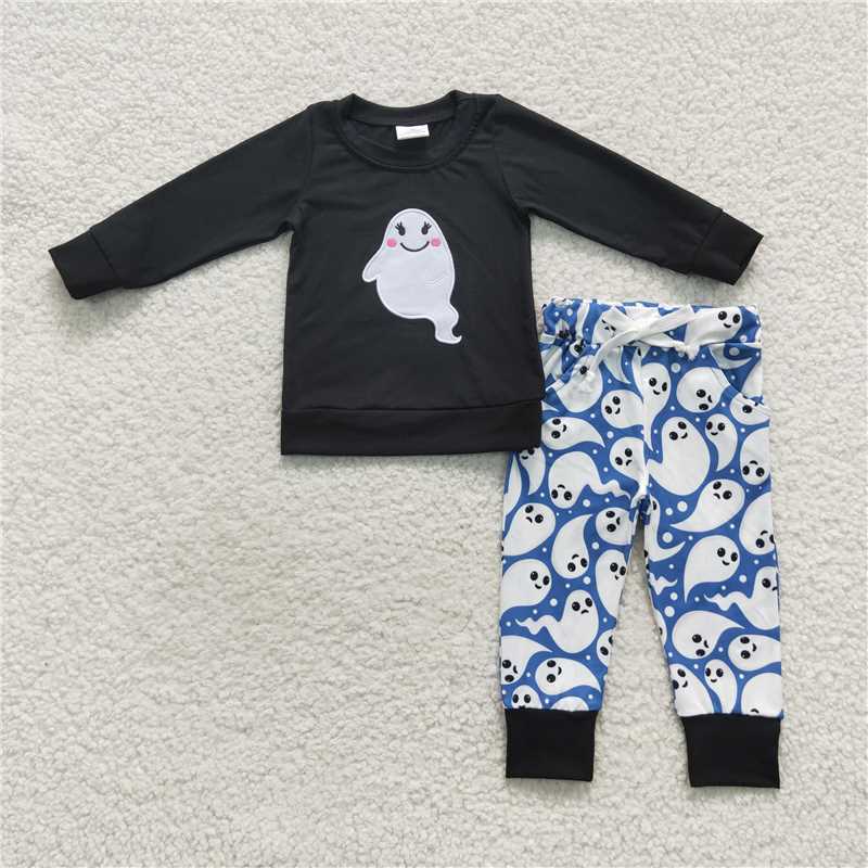 BLP0246Ghost black top pants kids boy Halloween outfits